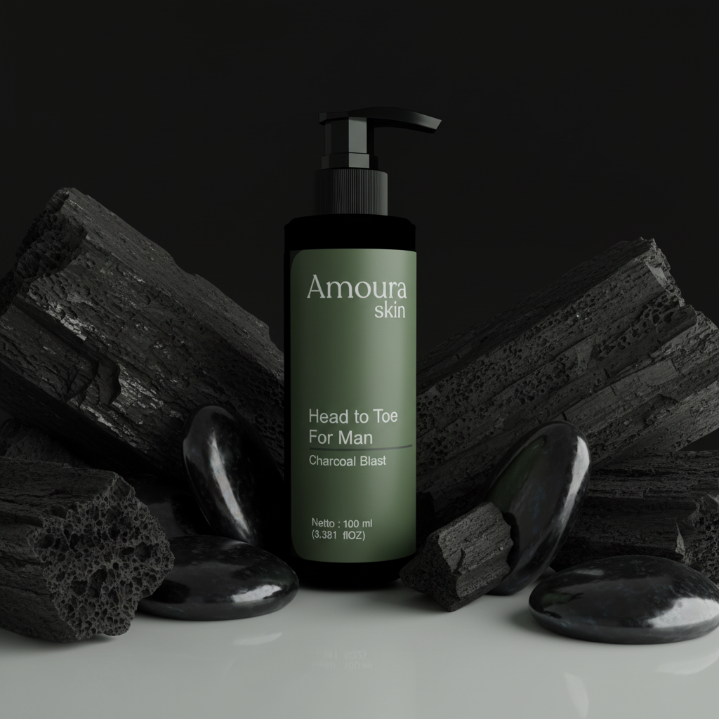 Amoura Head To Toe Charcoal For Man 100ml Non-SLS Formula